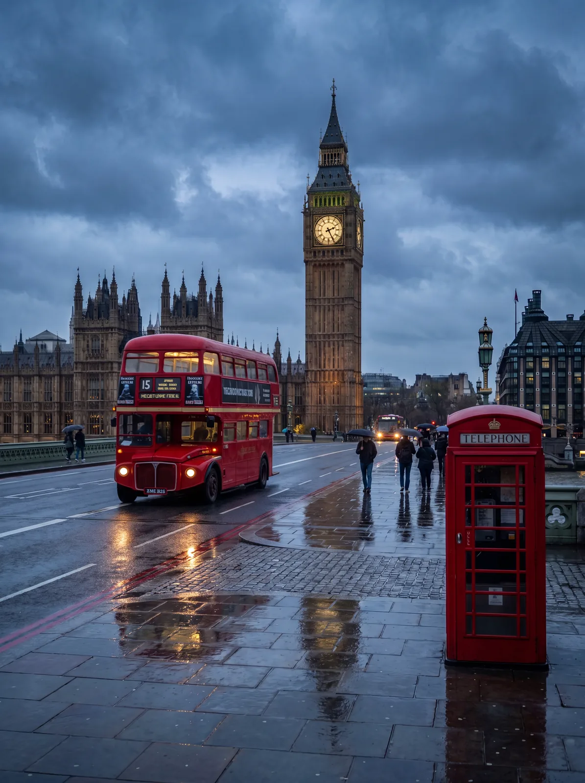 Big Ben et bus rouge à impériale, Londres