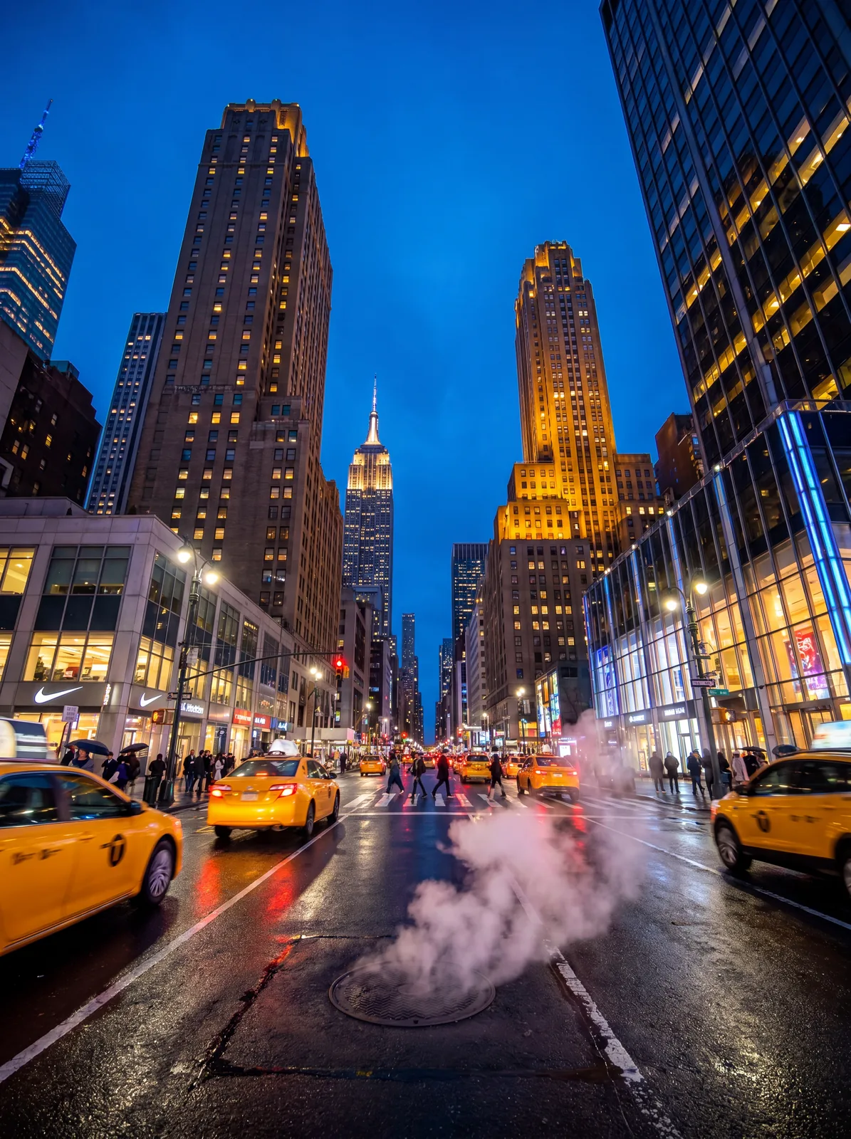 Manhattan à la nuit tombée, New York
